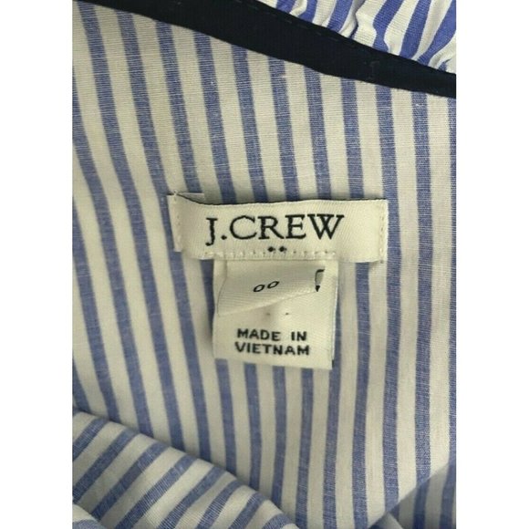 J. Crew Factory One Shoulder Top Stripe J0838 $54.50 Cotton Blend Blue White, 00 - Picture 8 of 12